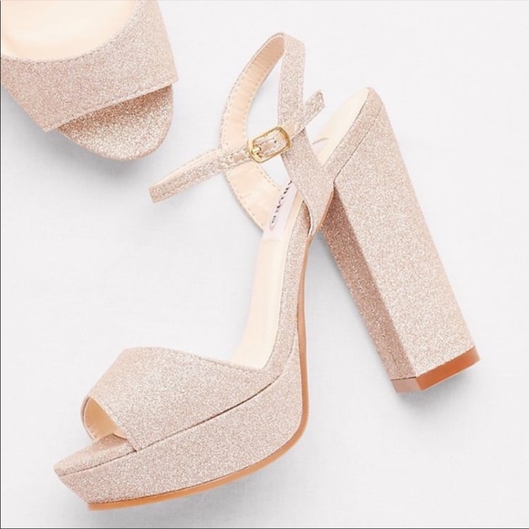 David’s Bridal Dyeables Glitter Platform Heels - Picture 2 of 3